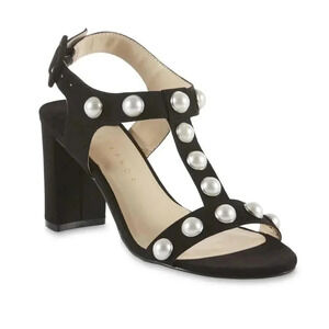 Metaphor Women's Peony Black T-Strap Sandal
